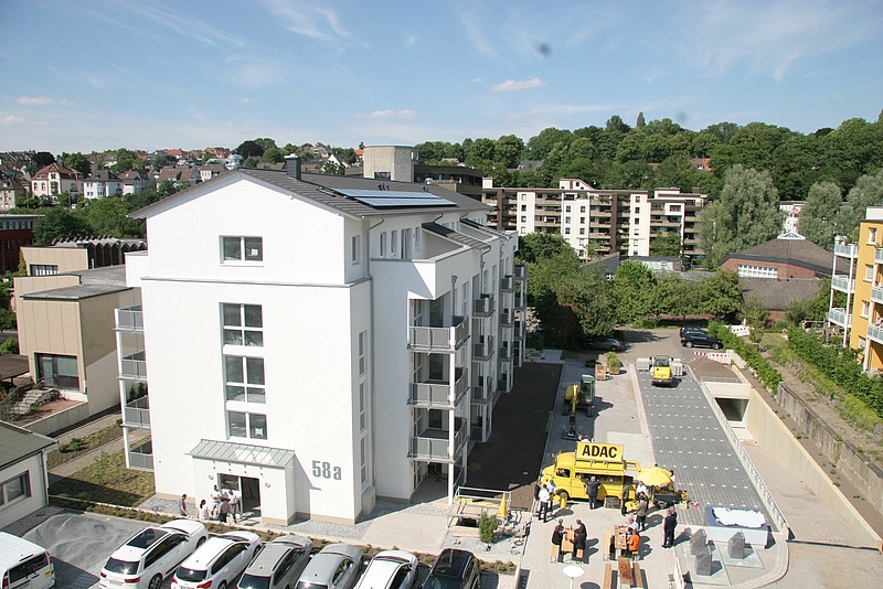 In die hellen, praktischen Wohnungen an der Körnerstraße 58a ziehen die ersten Mieter Anfang Juli 2017 ein. Vereinzelt sind noch Wohnungen zu haben. Foto: ADAC Westfalen